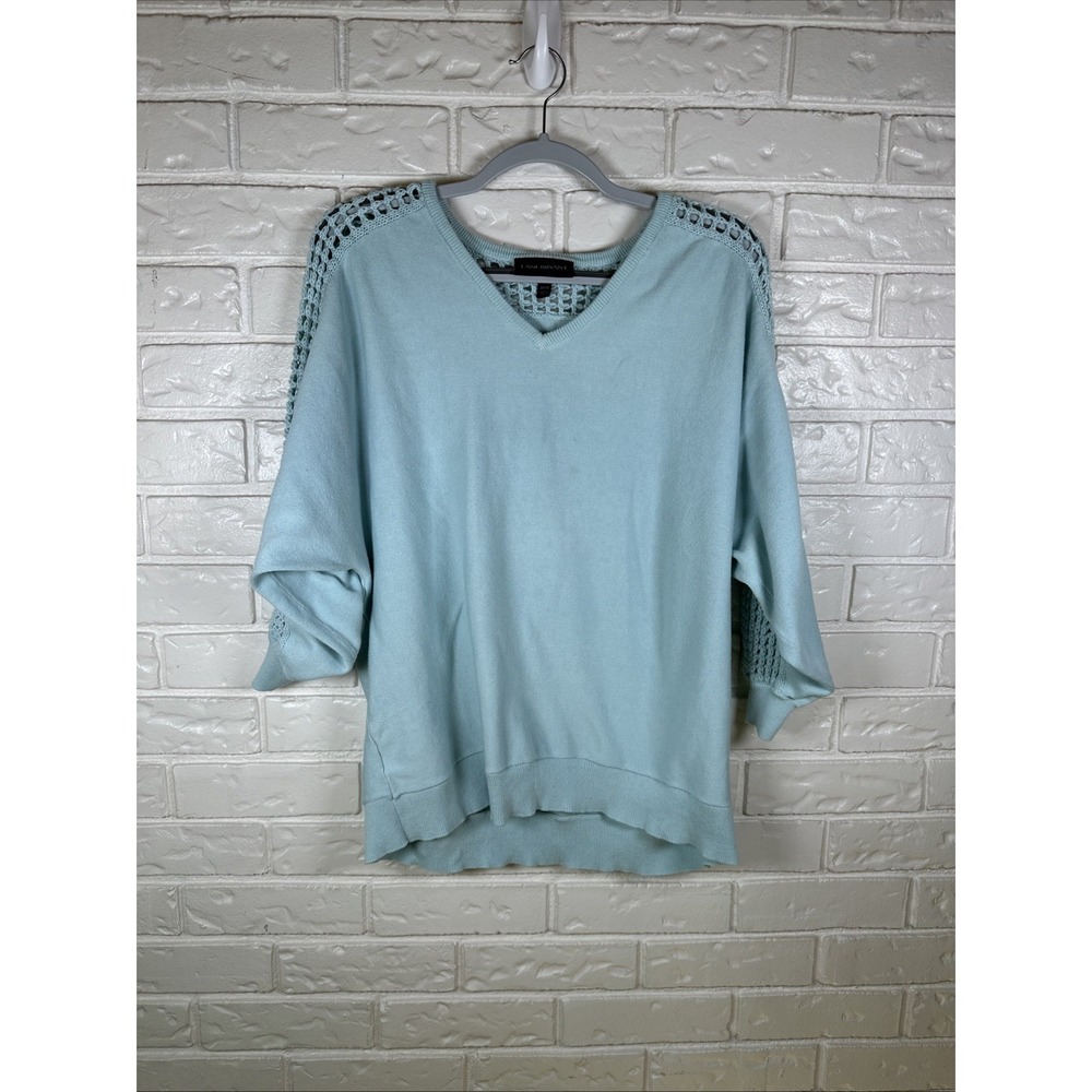 Lane Bryant 22/24 Aqua Open Knit Accent Sweater Plus Size Coastal Grandma Beachy